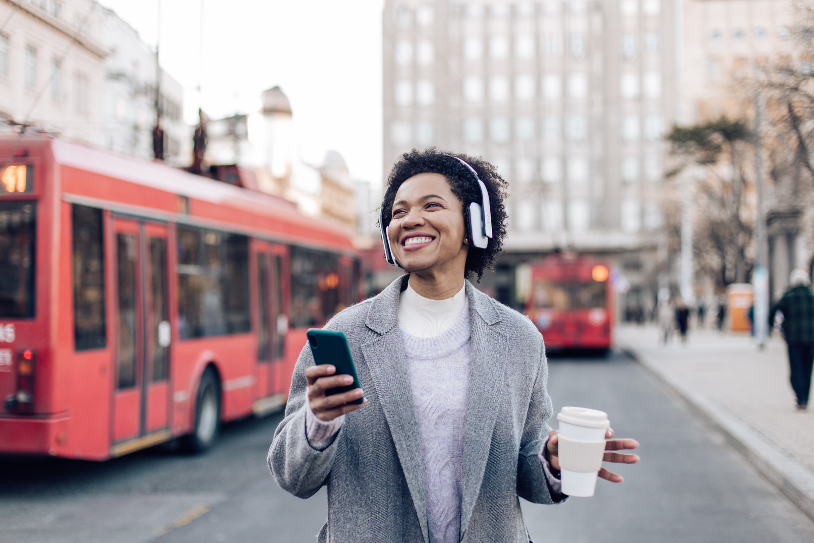 Happy Female Listening to Music 